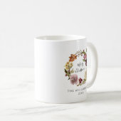 クリスマスの花輪と家族の名前 コーヒーマグカップ (正面右)