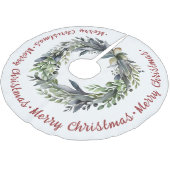 クリスマスの花輪と緑の休日ブラシ ブラッシュドポリエステルツリースカート (アングル)