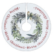 クリスマスの花輪と緑の休日ブラシ ブラッシュドポリエステルツリースカート (正面)
