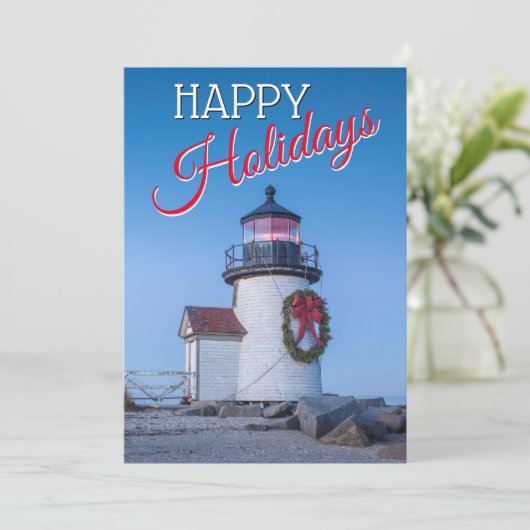 クリスマスの花輪のある灯台 シーズンカード (スタンド正面)