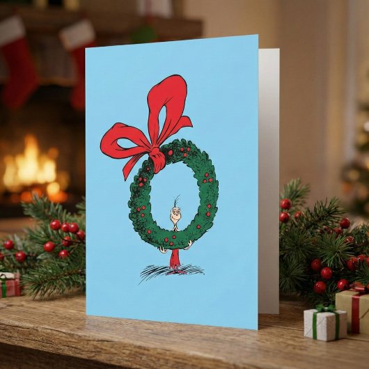 クリスマスの花輪のぞき見 カード