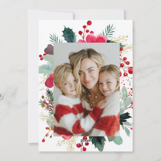 クリスマスの花輪のホリデー シーズンカード (裏面)