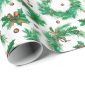 クリスマスの花輪の果実がクリスマスモダンに向かう ラッピングペーパー (ロールコーナー)