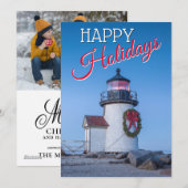 クリスマスの花輪を飾った灯台 シーズンカード (正面/裏面)