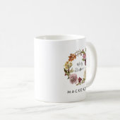 クリスマスの花輪ウォーターカラーネーム コーヒーマグカップ (正面右)