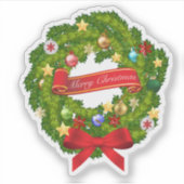 クリスマスの花輪 シール (正面)