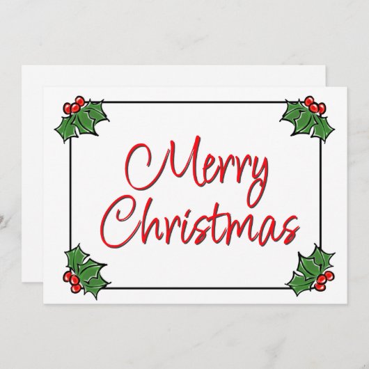 クリスマスの花輪(ホリーの葉と実) シーズンカード (正面/裏面)