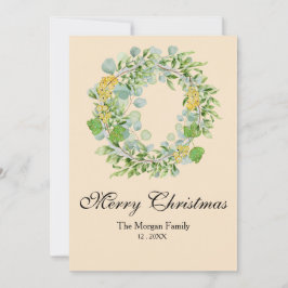クリスマスの花輪 水彩 シーズンカード