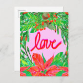 クリスマスの花飾り - ラブ シーズンポストカード (正面/裏面)