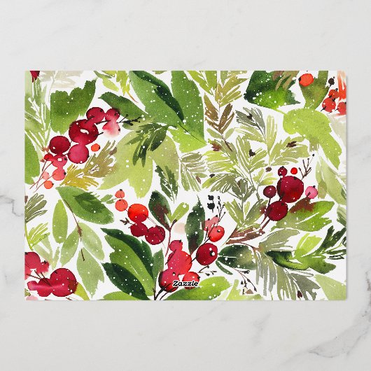 クリスマスの花1写真 箔シーズンカード (裏面)