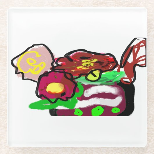 クリスマスの花 ガラスコースター (正面)