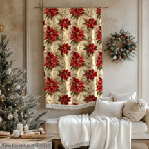 クリスマスの花 ブランケット ヴィンテージ ホリデーアクセント