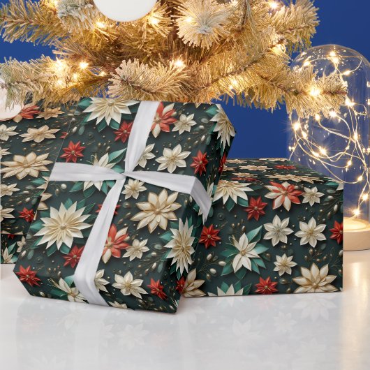 クリスマスの花 ラッピングペーパー (クリスマス)