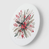 クリスマスの花 ラージ壁時計 (傾斜)
