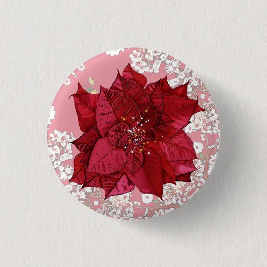 クリスマスの花 缶バッジ (正面)