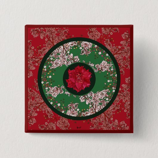クリスマスの花 缶バッジ (正面)