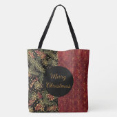 クリスマスの花 赤 金 黒 メリークリスマス トートバッグ (裏面)