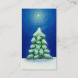 クリスマスの芸術の休日カード木の雪12月25日 名刺