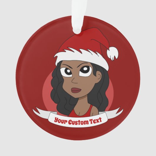 クリスマスの若い女性のキャラクター オーナメント (正面)