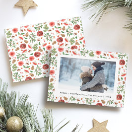 クリスマスの葉っぱの写真のホリデーカード シーズンカード