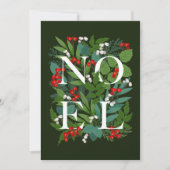 クリスマスの葉とベリーのNOEL シーズンカード (正面)