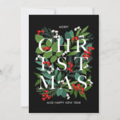 クリスマスの葉と実 シーズンカード (正面)