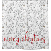 クリスマスの葉と果実 シャワーカーテン (正面)