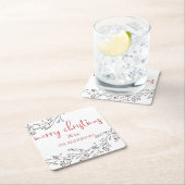 クリスマスの葉と果実 スクエアペーパーコースター (インサイチュ)