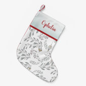 クリスマスの葉と果実 スモールクリスマスストッキング (正面 (吊り時))