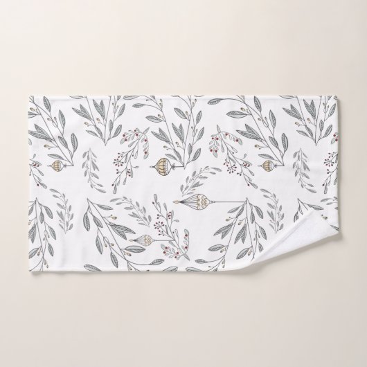 クリスマスの葉と果実 バスタオルセット (ハンドタオル)