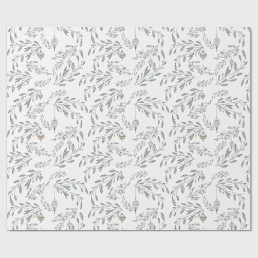 クリスマスの葉と果実 ラッピングペーパー (フラット)