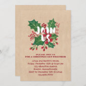 クリスマスの葉のパーティの招待状 招待状 (正面/裏面)