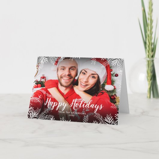 クリスマスの葉の写真 シーズンカード (正面)