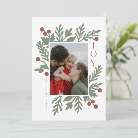 クリスマスの葉の喜び休日/クリスマスの写真 シーズンカード (スタンド正面)