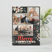 クリスマスの葉の家族写真コラージュ シーズンカード (スタンド正面)