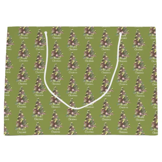 クリスマスの葉の抽象的な木のホリデー ラージペーパーバッグ (正面)