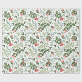 クリスマスの葉の果実はミストリーとホリー ラッピングペーパー (フラット)