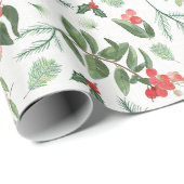 クリスマスの葉の果実はミストリーとホリー ラッピングペーパー (ロールコーナー)