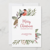 クリスマスの葉の白い写真 シーズンカード (正面)