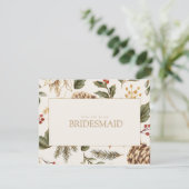 クリスマスの葉の花嫁の提案カード セーブザデート (スタンド正面)