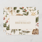 クリスマスの葉の花嫁の提案カード セーブザデート (正面/裏面)