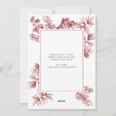 クリスマスの葉の赤い写真 シーズンカード (裏面)