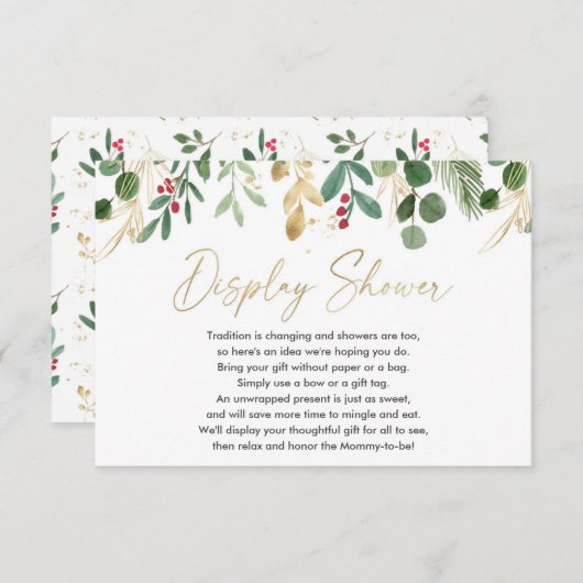 クリスマスの葉の赤ちゃんシャワー表示シャワー エンクロージャーカード (正面/裏面)