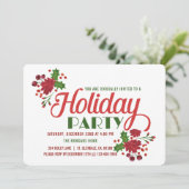 クリスマスの葉の赤と緑のクリスマスパーティー 招待状 (スタンド正面)