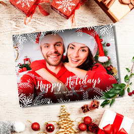 クリスマスの葉の Happy Holidays 写真 シーズンカード
