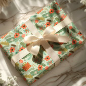 クリスマスの葉ポインセチア・ミント植物学 ラッピングペーパー