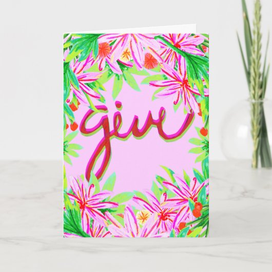 クリスマスの葉 - ギフト シーズンカード (正面)