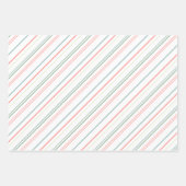 クリスマスの葉、ストライプクリスマスとプレイド ラッピングペーパーシート (正面3)