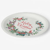 クリスマスの葉、ホリー、（鳥）ショウジョウコウカンチョウの鳥 ペーパープレート (アングル)