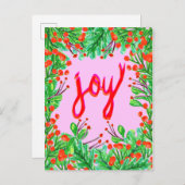 クリスマスの葉 – 喜び シーズンポストカード (正面/裏面)